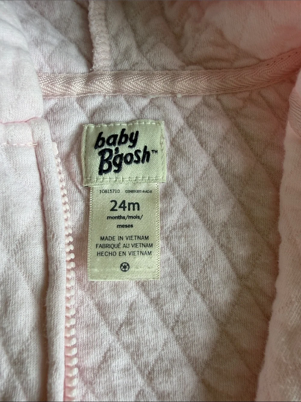 Baby Pink Quilted Hoodie with Ruffle Shoulders